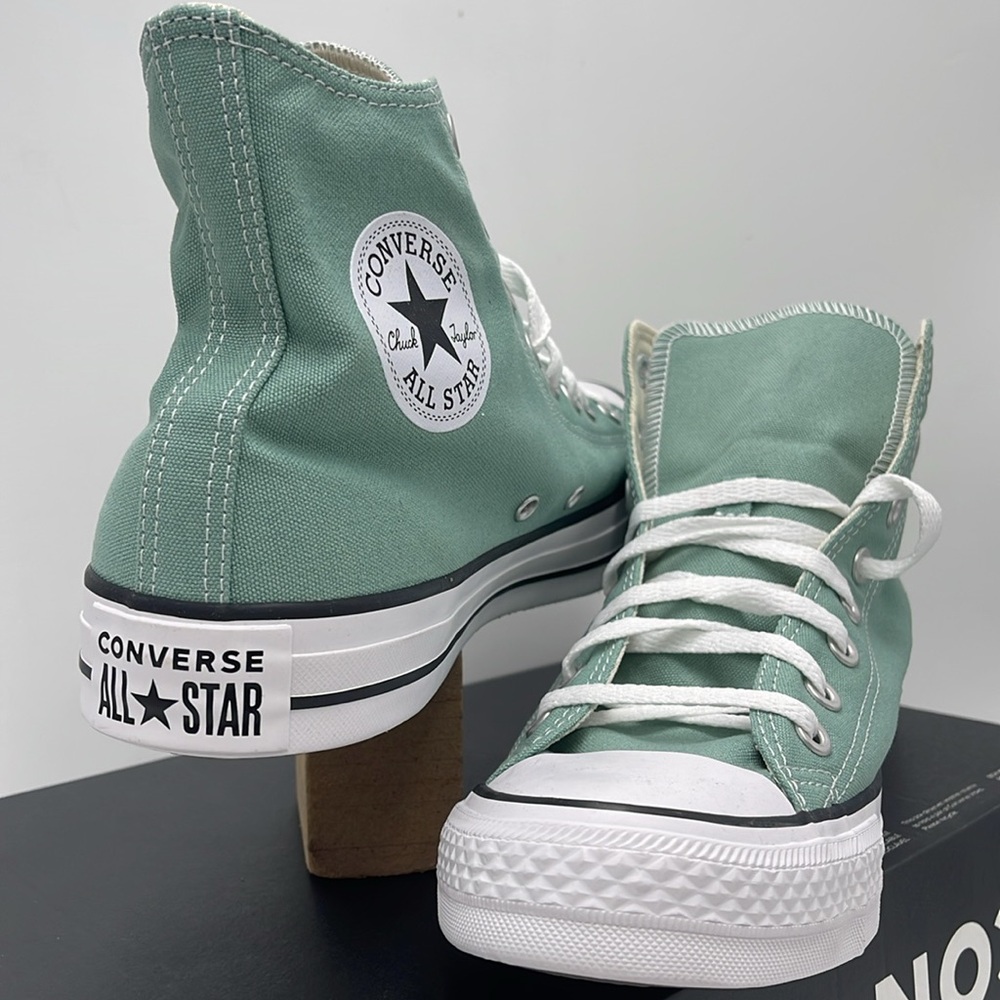 Converse Men’s High Tops in Mint Green Chuck Taylor All Star Canvas Sneakers - Picture 8 of 16